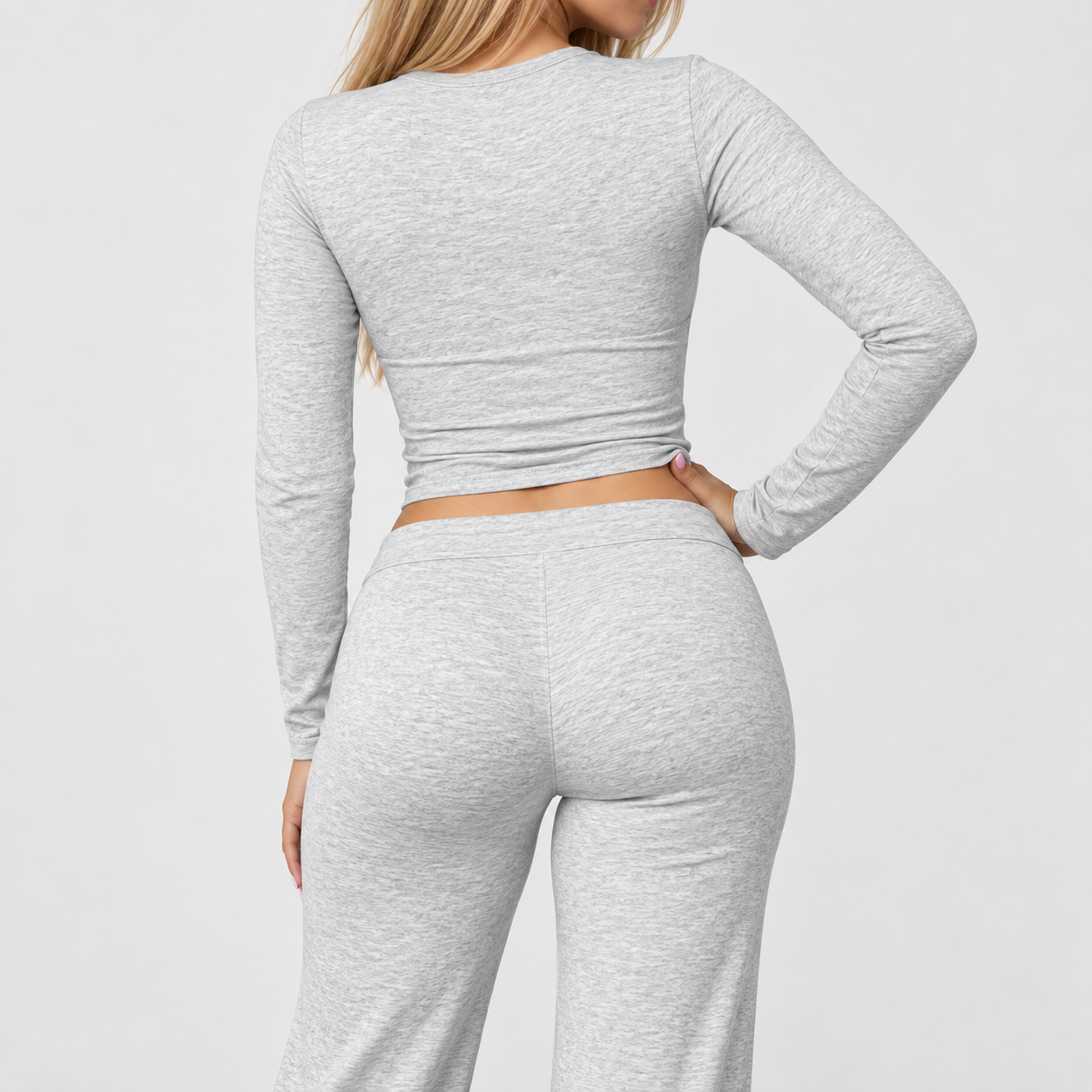 Women’s Modal Two-Piece Lounge Set  A fitted long-sleeve top paired with relaxed drawstring pants for an easy, flattering everyday look
