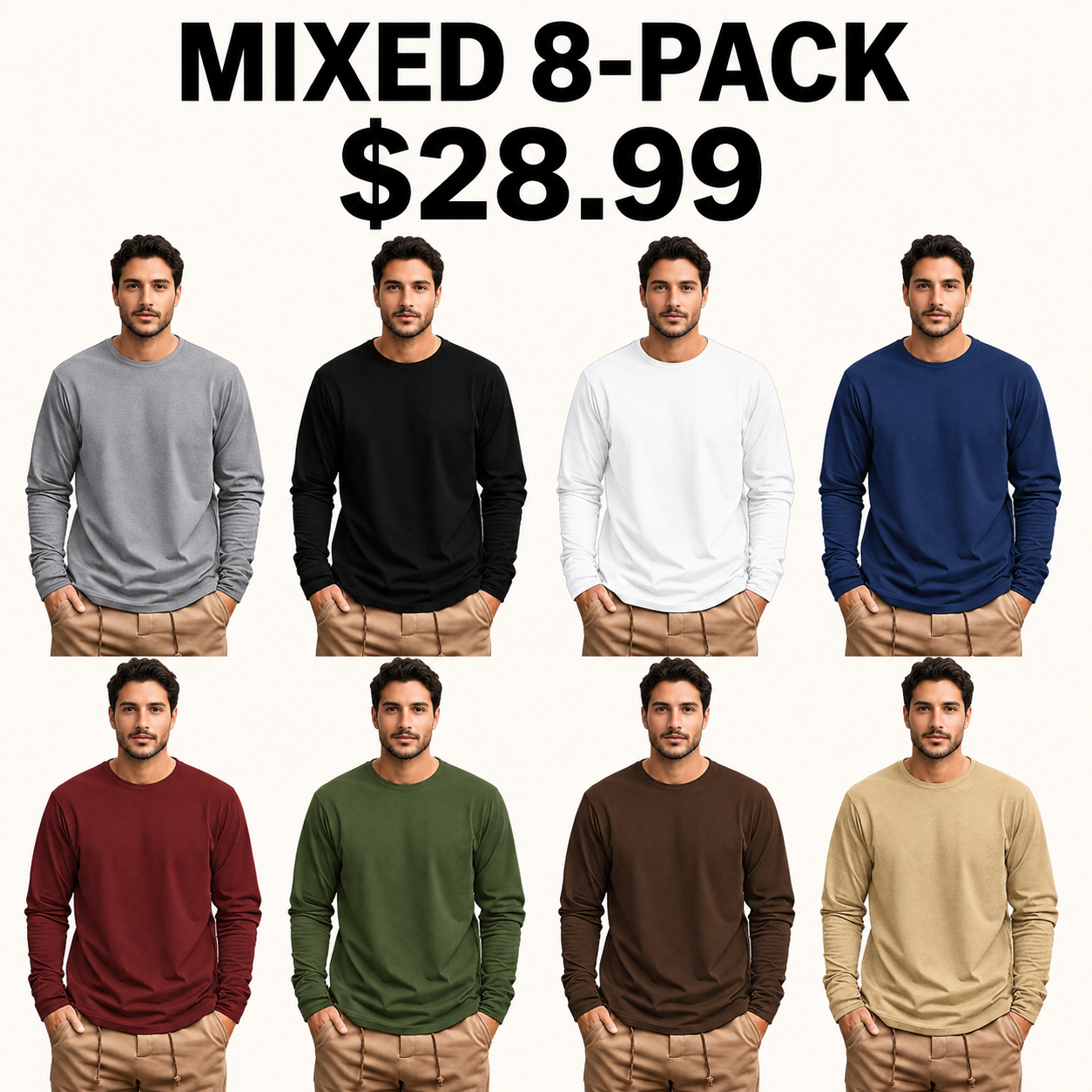 Men's Plus-Size Long-Sleeve Cotton Knit Shirt