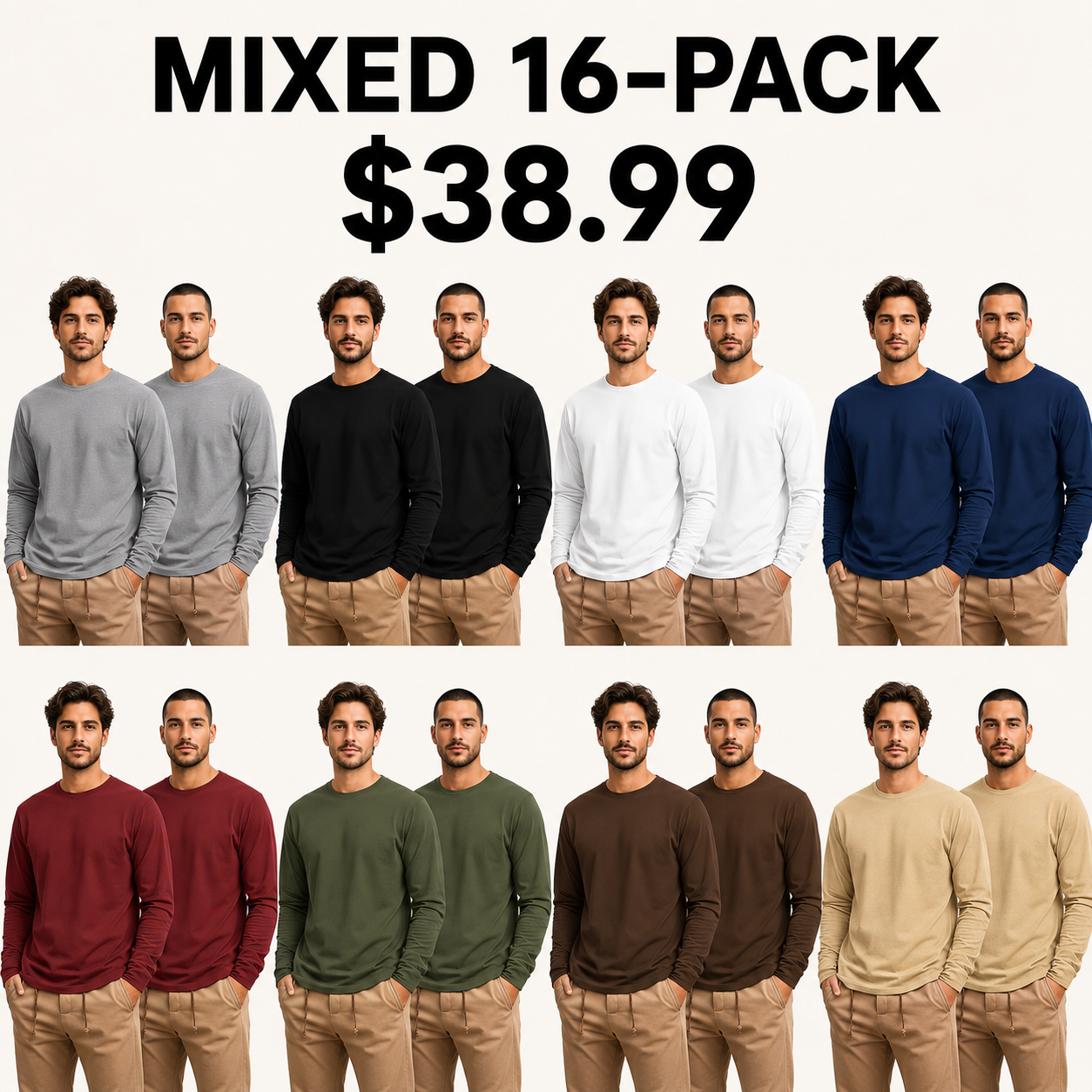 Men's Plus-Size Long-Sleeve Cotton Knit Shirt