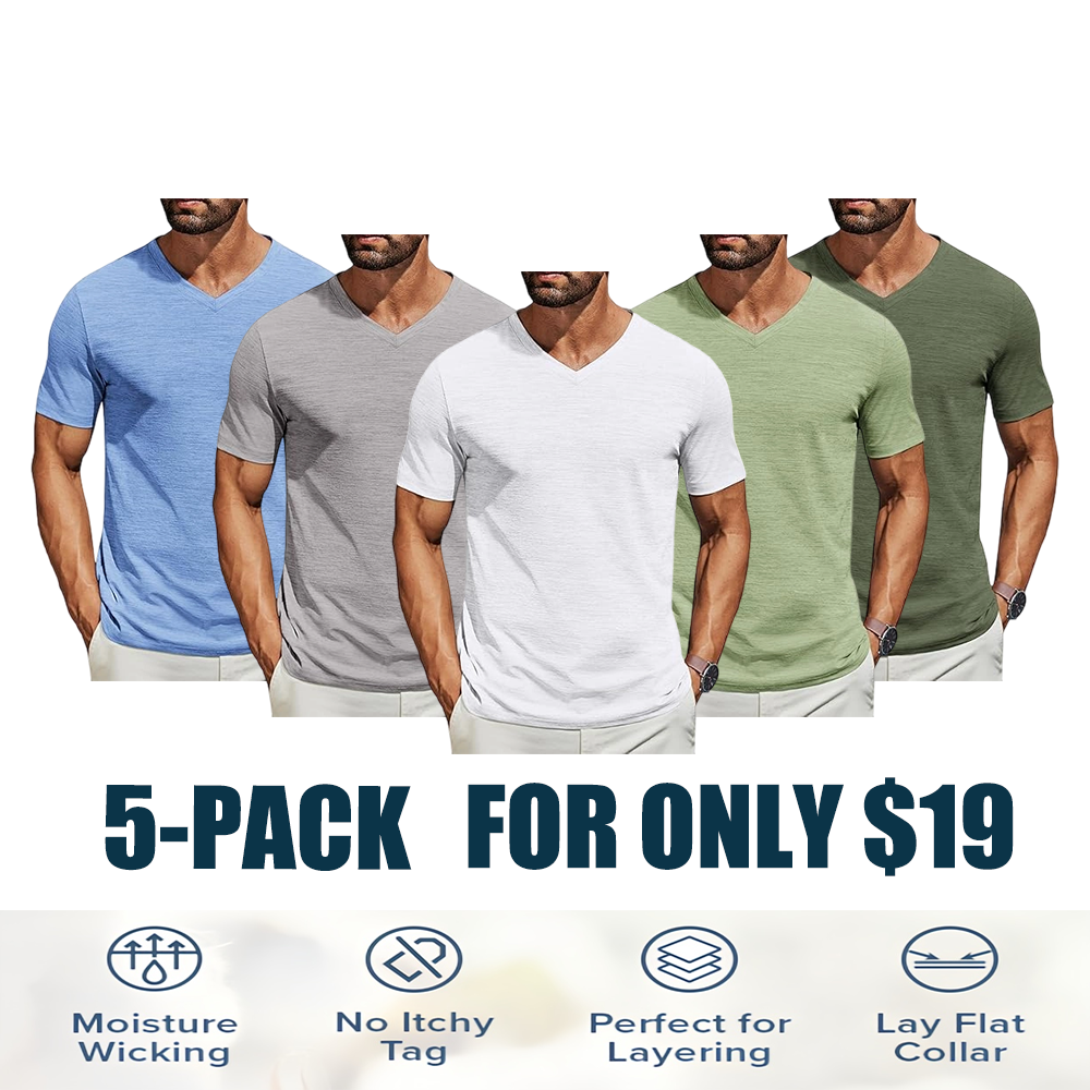 Men's Performance V-Neck Tee – Stretchy, Moisture-Wicking & Quick-Dry Comfort