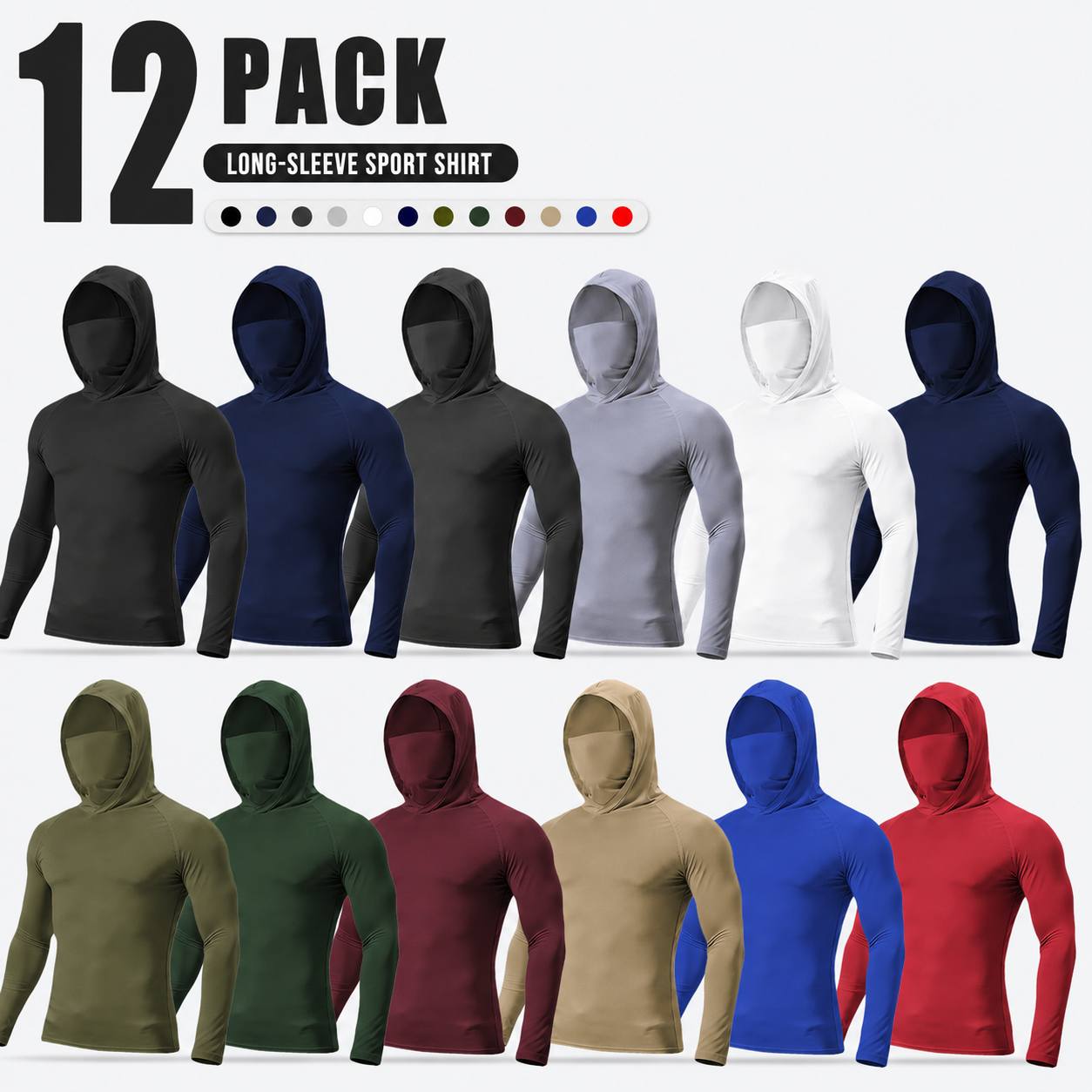 Casual Hooded Pullover 6-Piece Set – Lightweight & Breathable, UPF Sun Protection, Machine Washable