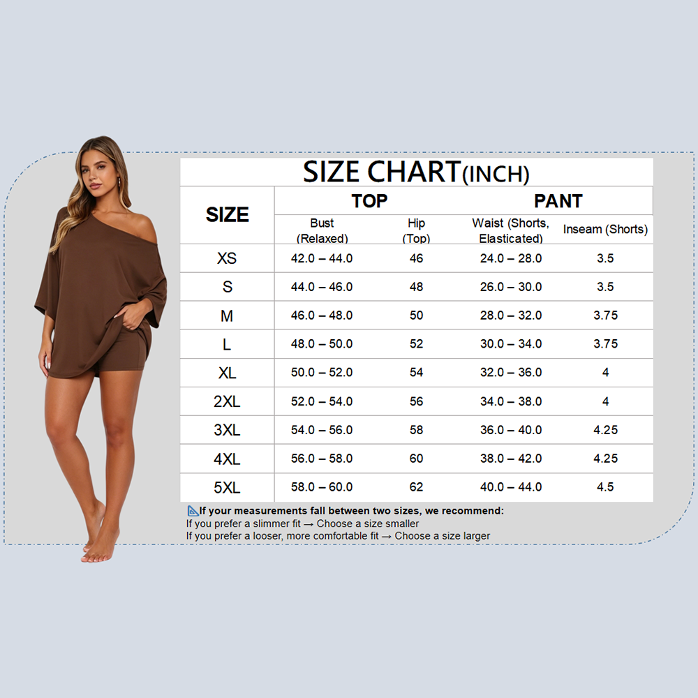 Women’s Casual Two Piece Lounge Set Off Shoulder Top & Fitted Shorts