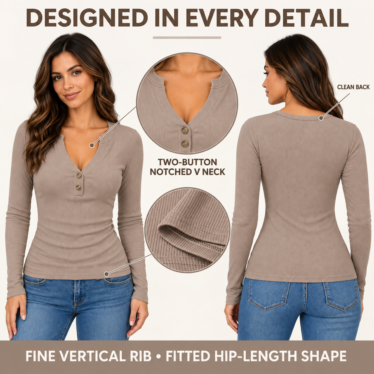 Long Sleeve Shirts for Women Blouses 2026 Fall Casual Tops Henley T Shirts Slim Fit Business Work V Neck Winter Top