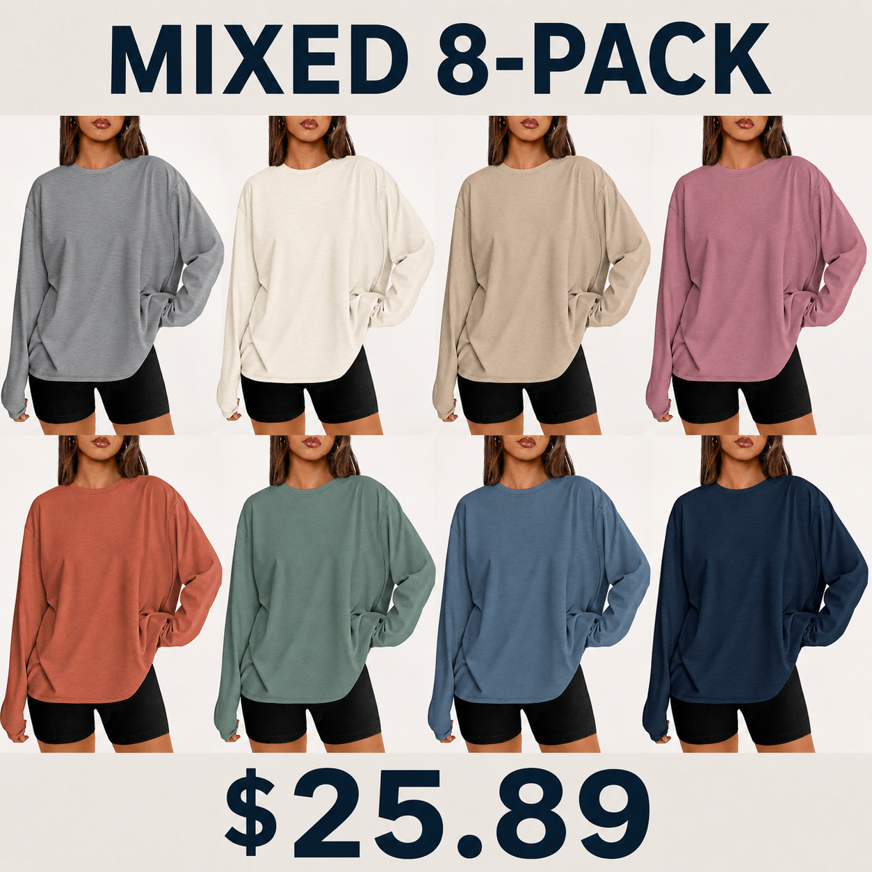 Women's Loose Long-Sleeve T-Shirt (2026) – Basic Crew Neck – Casual Autumn Sports Tee