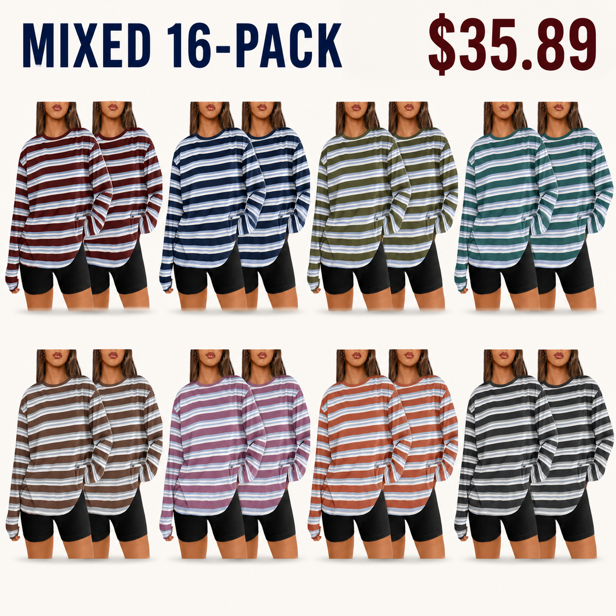 Women's Loose Long-Sleeve T-Shirt (2026) – Basic Crew Neck – Casual Autumn Sports Tee