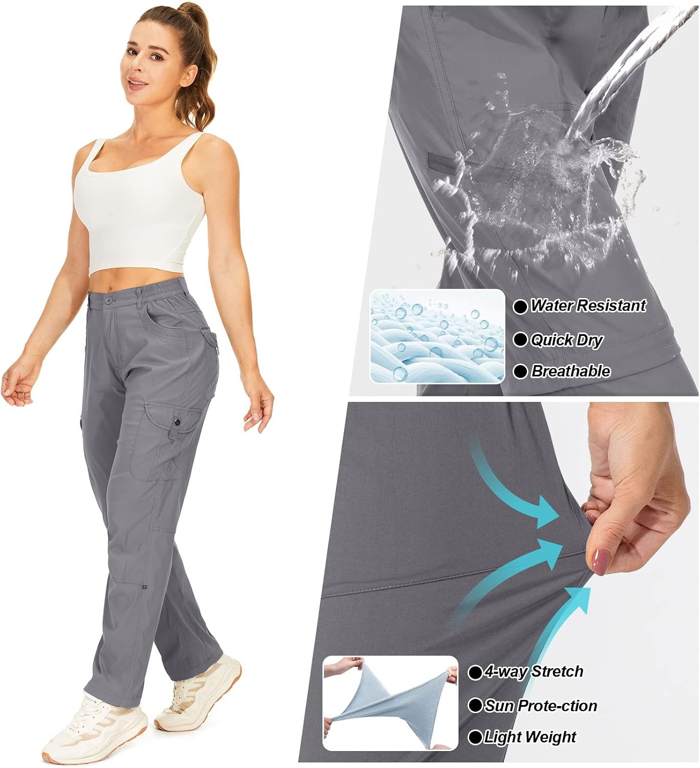 Versatile 2-in-1 Hiking Cargo Pants (Unisex) — Quick-drying and water-repellent; convertible to cropped pants; suitable for fishing, outdoor adventures, and travel.