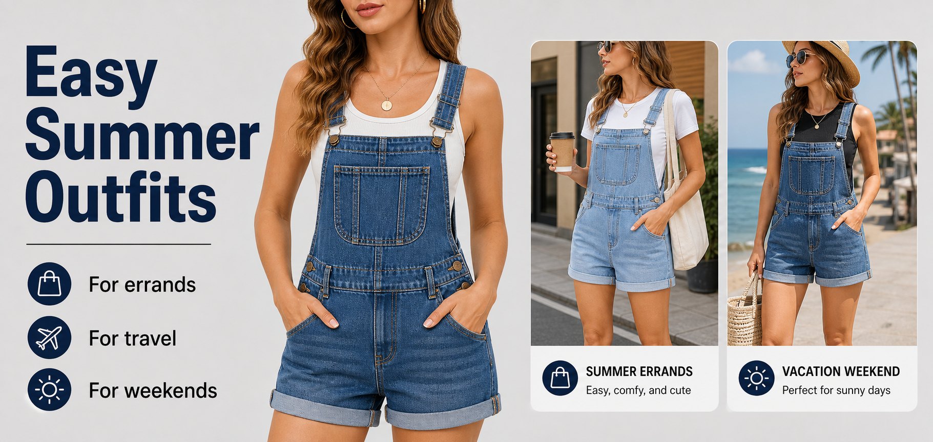 Denim overall shorts easy summer outfit scenes