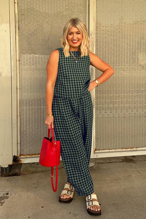 Women’s Plaid Sleeveless Two-Piece Lounge Set(Buy 2 Free Shipping)