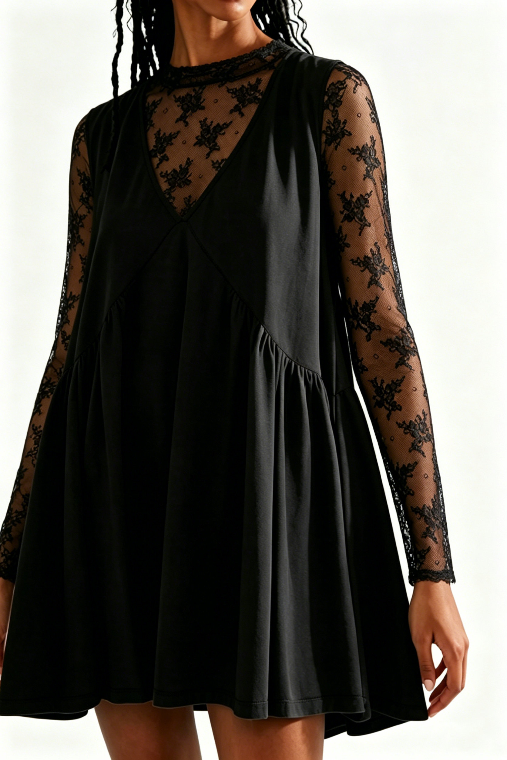 Women's Summer V-Neck Tank Dress + Lace Overlay Shirt — 2026 New Fashion Arrival