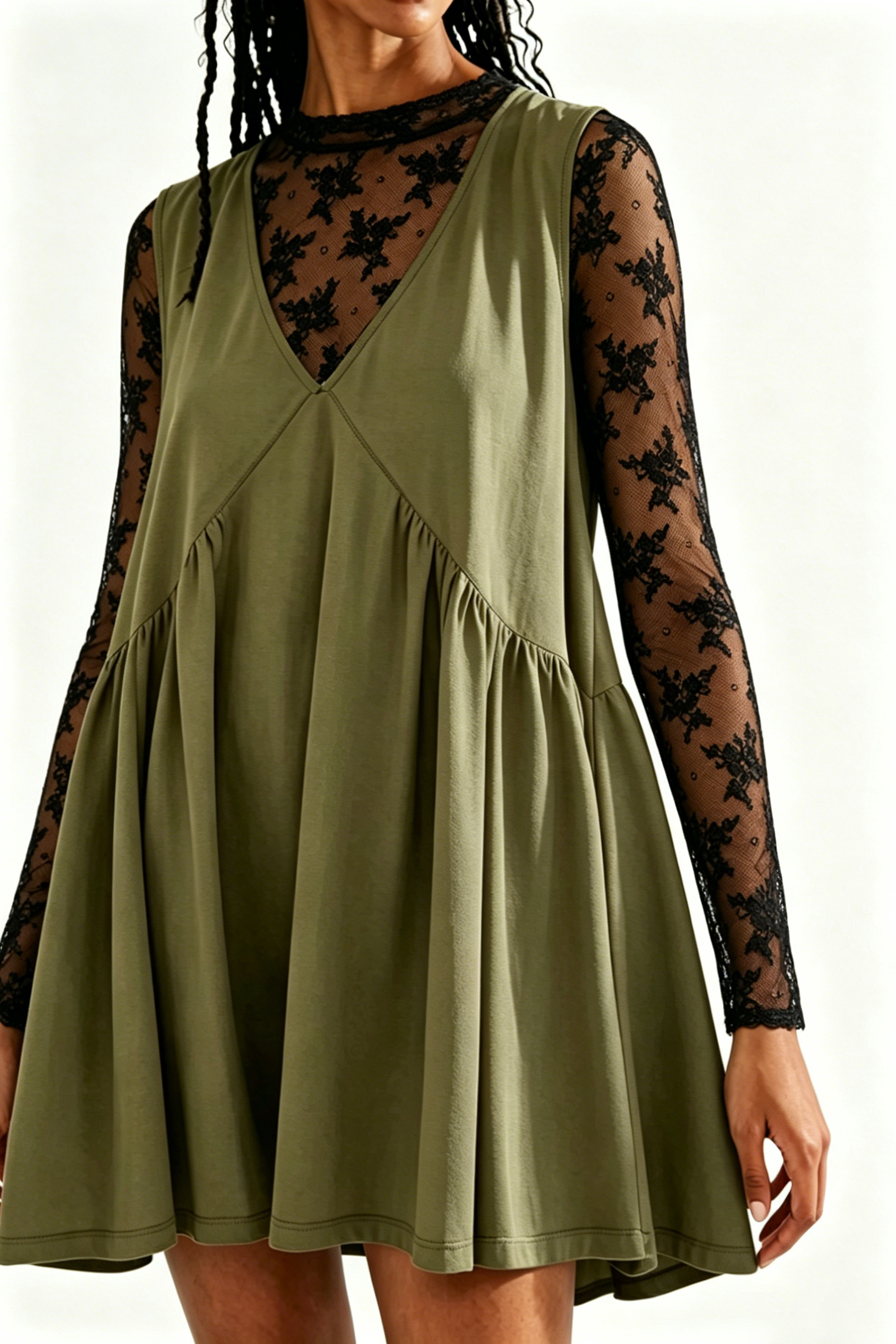 Women's Summer V-Neck Tank Dress + Lace Overlay Shirt — 2026 New Fashion Arrival