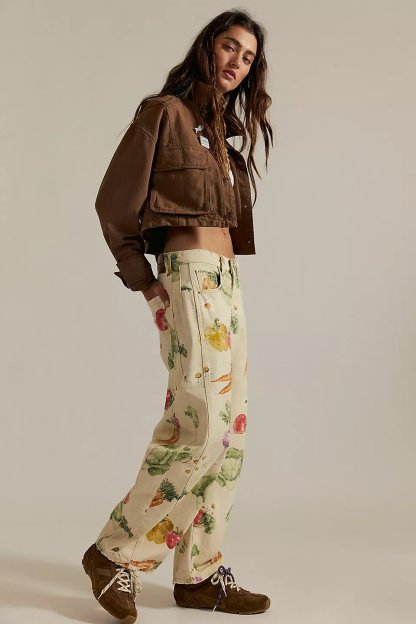 Versatile Western Cowboy Wide-Leg Jeans: Casual Loose-Fitting Jeans