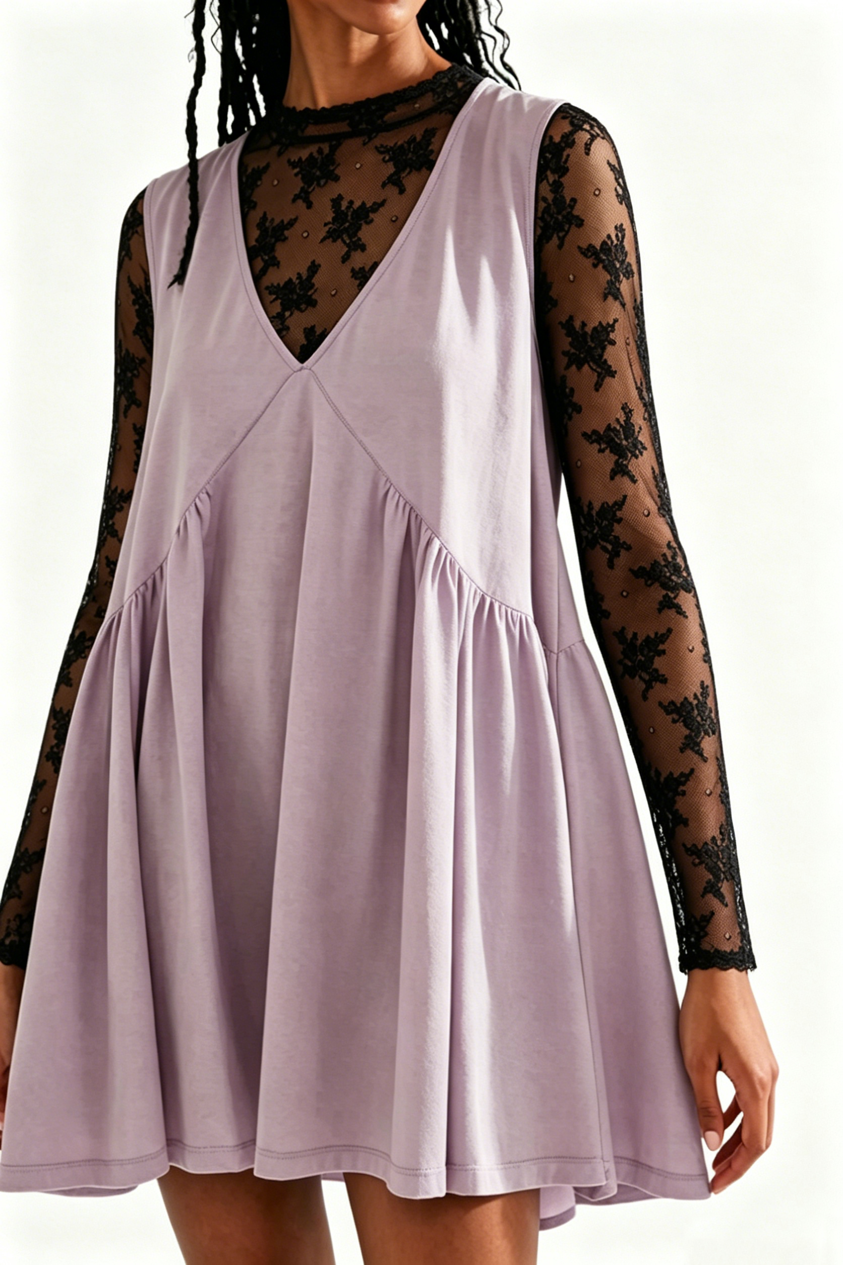 Women's Summer V-Neck Tank Dress + Lace Overlay Shirt — 2026 New Fashion Arrival