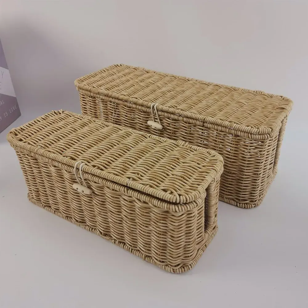 Handgeflochtene Rattan-Kabelbox