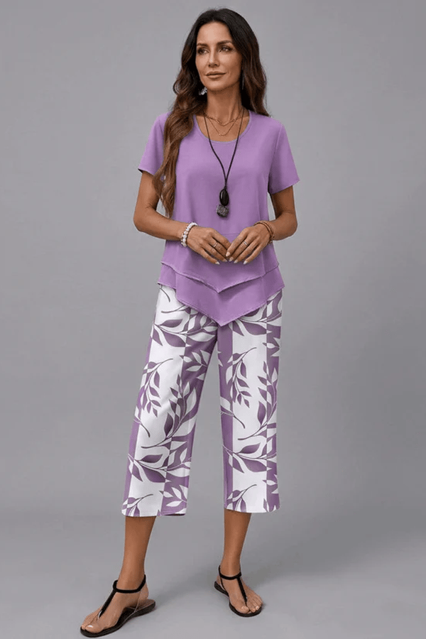 Women's Printed 2-Piece Lounge Set - Effortless Vacation-Ready Style