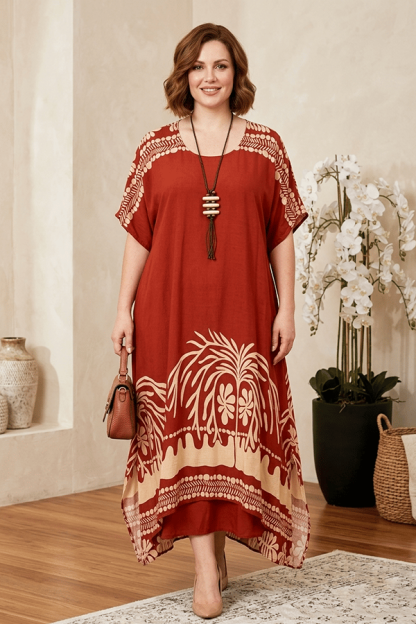 🌿Elegant Floral Print Round Neck Mid-Sleeve Dress(Buy 2 Free Shipping)