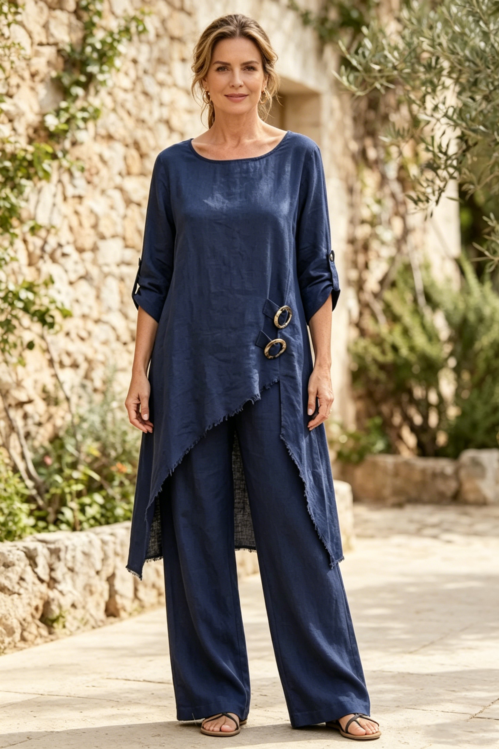 Linen-Blend Loose-Fit Matching Set(Buy 2 Free Shipping)