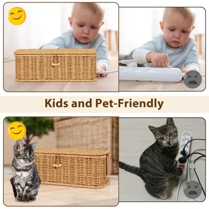 Handgeflochtene Rattan-Kabelbox