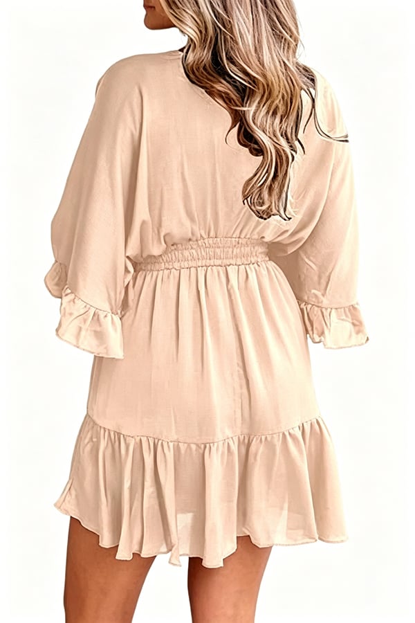 Women’s V-Neck Ruffle Mini Dress(Buy 2 Free Shipping)