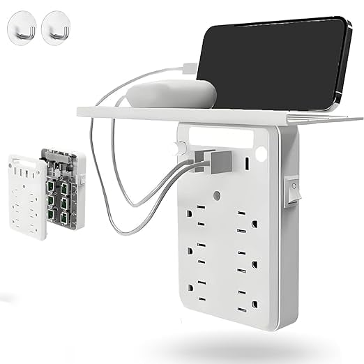 Steckdosen-Erweiterung mit Ablage und USB-Anschlüssen