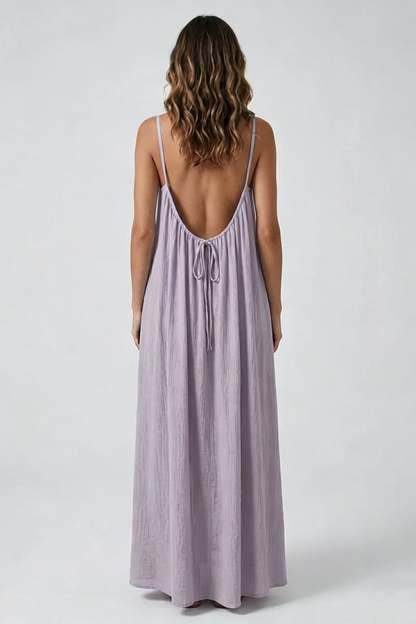 Women's Sexy Open-Back V-Neck Midi Loungewear Dress