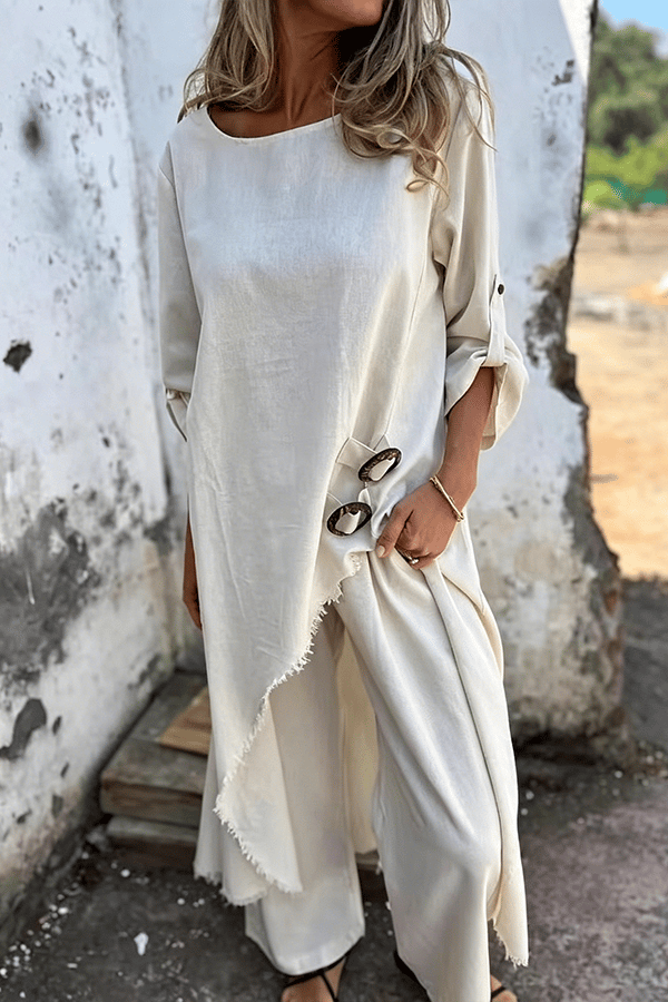Linen-Blend Loose-Fit Matching Set(Buy 2 Free Shipping)