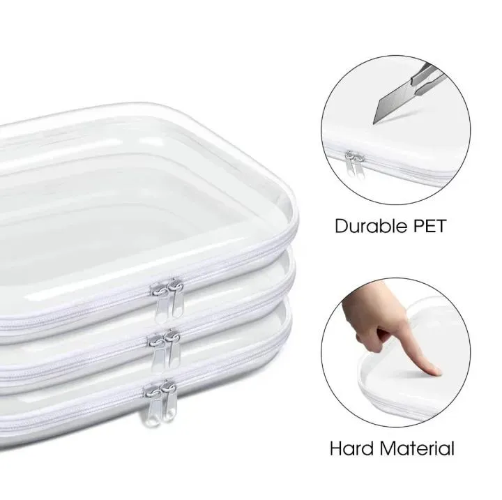 Transparente Hartschalen-Taschen mit Reißverschluss, 3er-Set