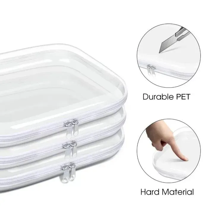 Transparente Hartschalen-Taschen mit Reißverschluss, 3er-Set
