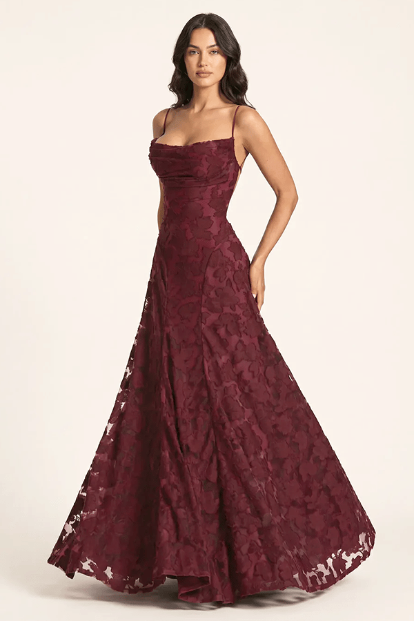 💝Women’s Lace Applique Maxi Dress – Off Shoulder Elegant Evening Gown