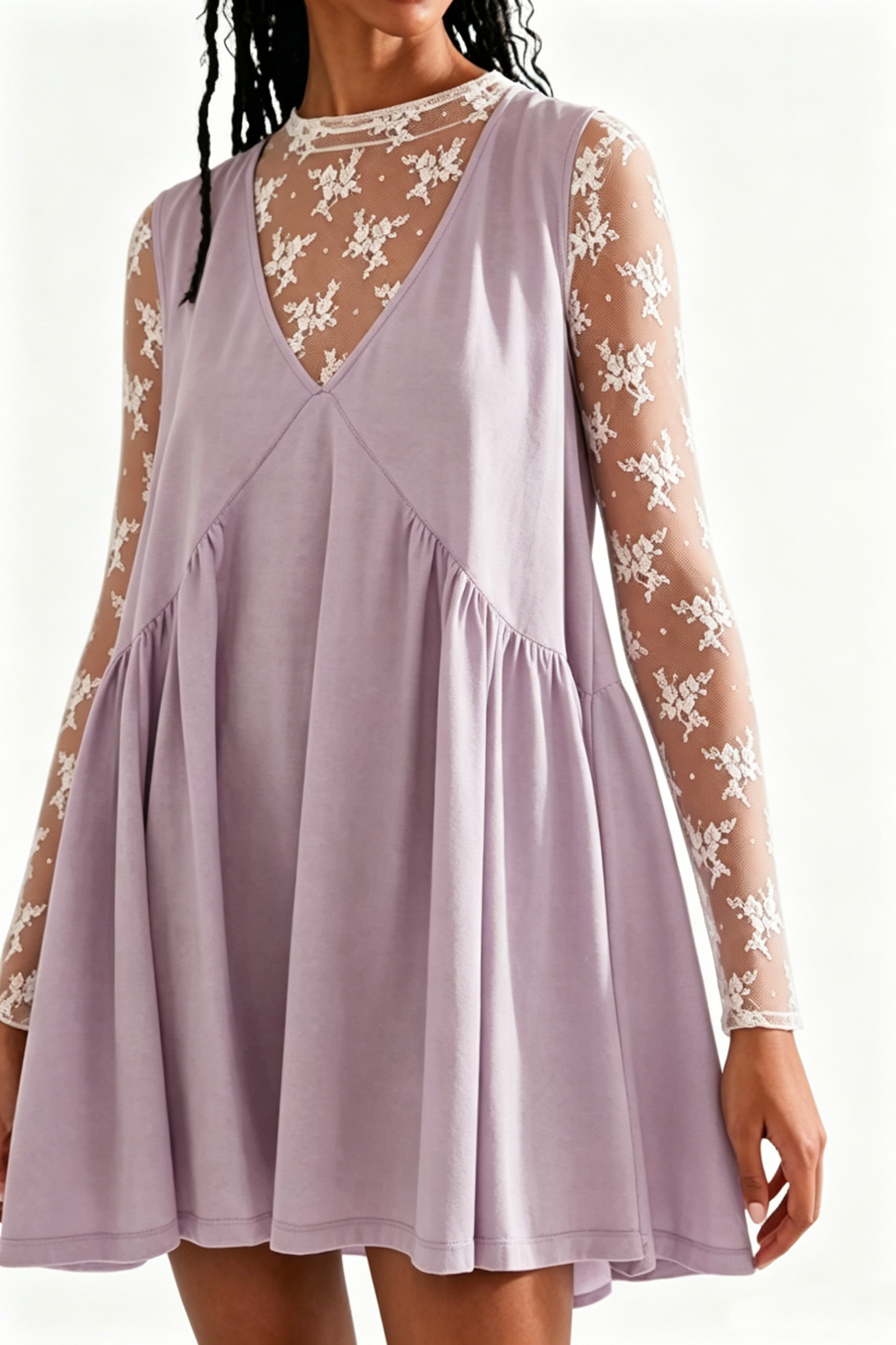 Women's Summer V-Neck Tank Dress + Lace Overlay Shirt — 2026 New Fashion Arrival