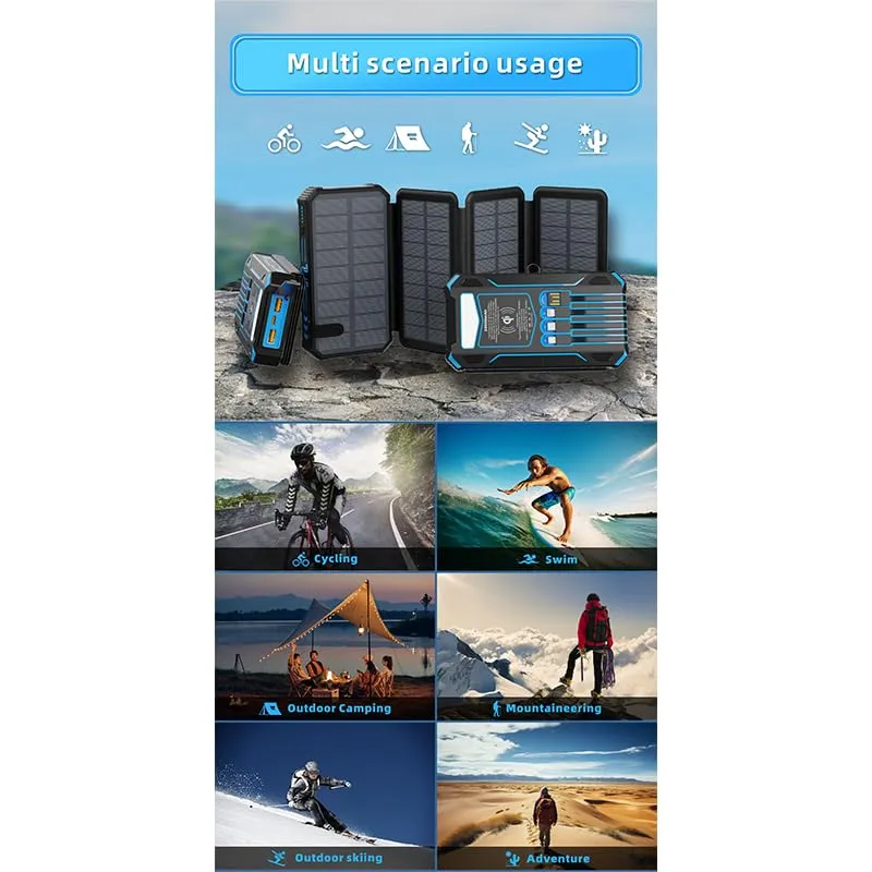 Solar-Powerbank 20.000 mAh mit faltbaren Solarmodulen