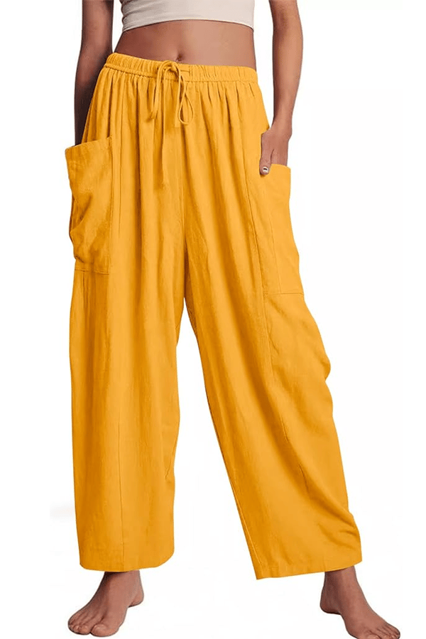 Women's Linen 3/4-Length Wide-Leg Pants with Pockets(Buy 2 Free Shipping)