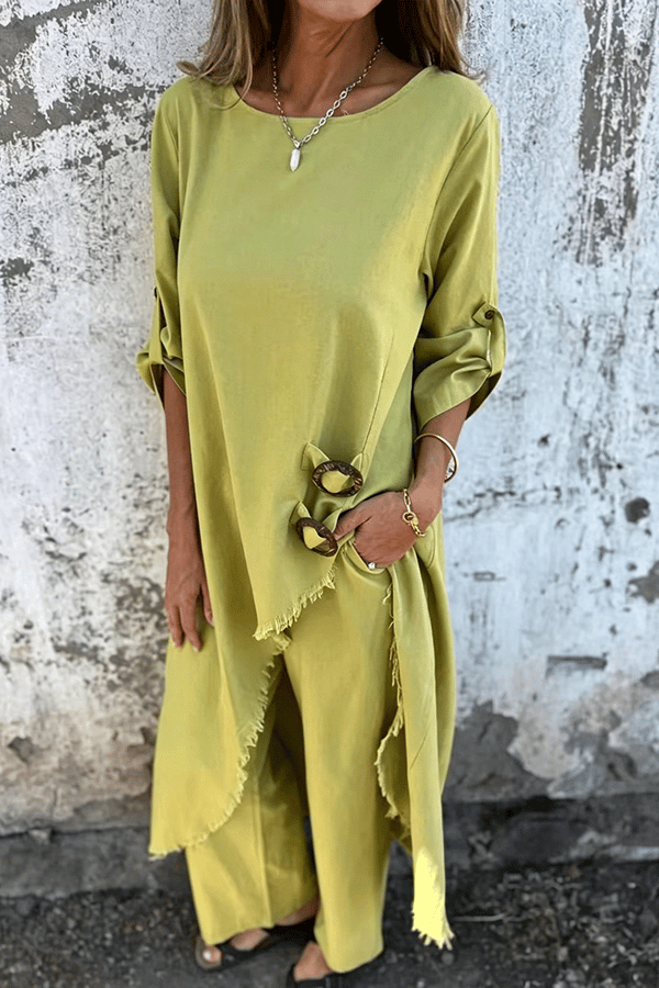 Linen-Blend Loose-Fit Matching Set(Buy 2 Free Shipping)