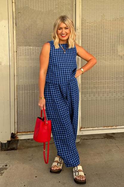 Women’s Plaid Sleeveless Two-Piece Lounge Set(Buy 2 Free Shipping)