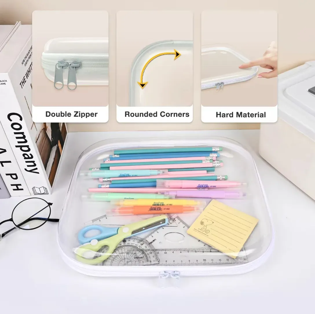 Transparente Hartschalen-Taschen mit Reißverschluss, 3er-Set