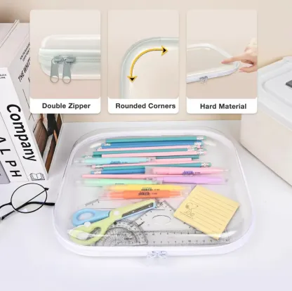 Transparente Hartschalen-Taschen mit Reißverschluss, 3er-Set