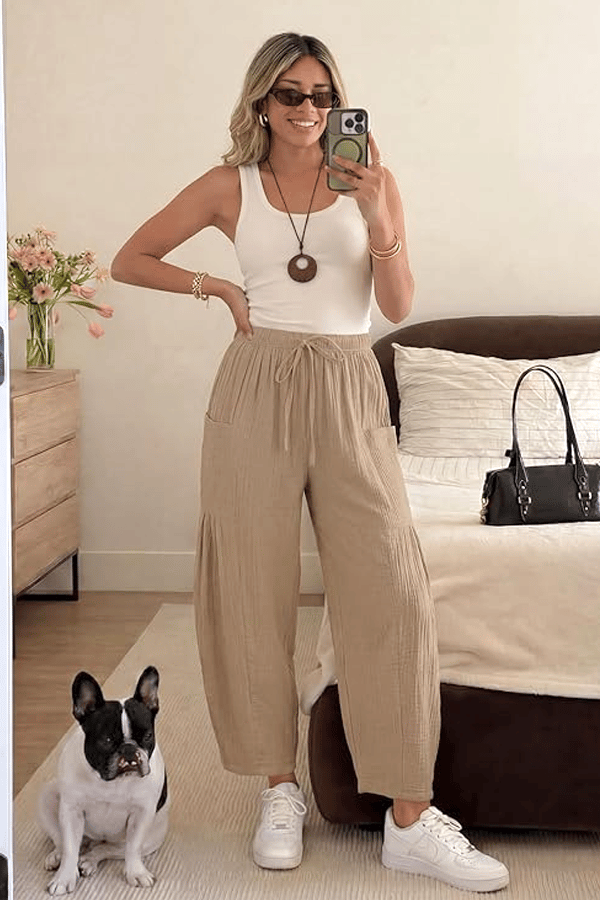 Women's Linen 3/4-Length Wide-Leg Pants with Pockets(Buy 2 Free Shipping)