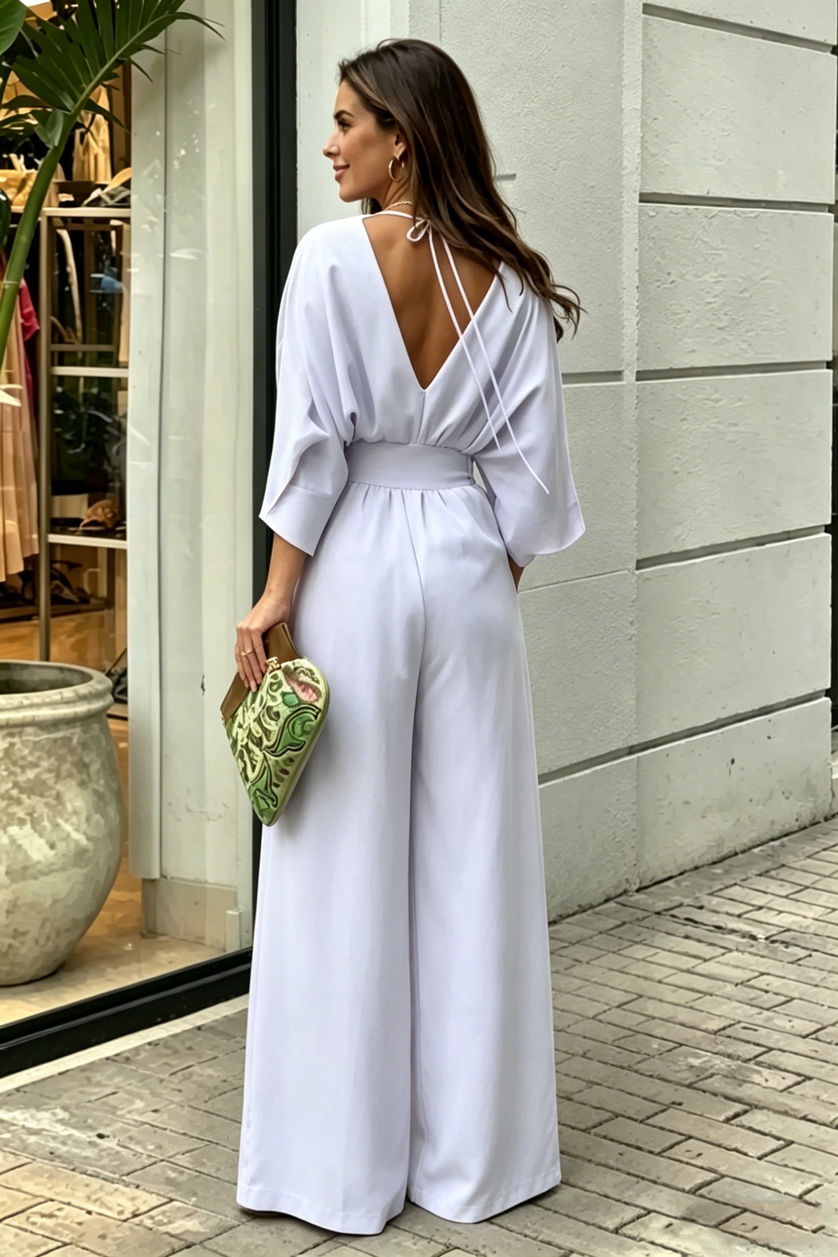 Elegant Solid Color V-Neck Jumpsuit – Effortless Style for Every Occasion