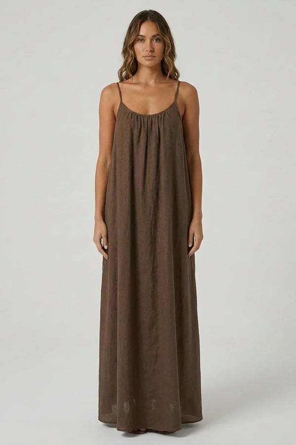 Women's Sexy Open-Back V-Neck Midi Loungewear Dress