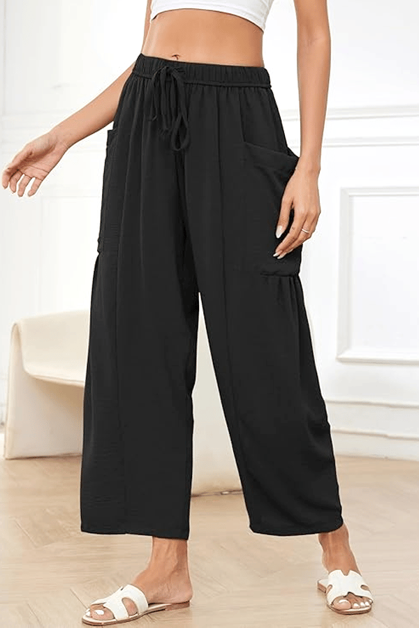 Women's Linen 3/4-Length Wide-Leg Pants with Pockets(Buy 2 Free Shipping)