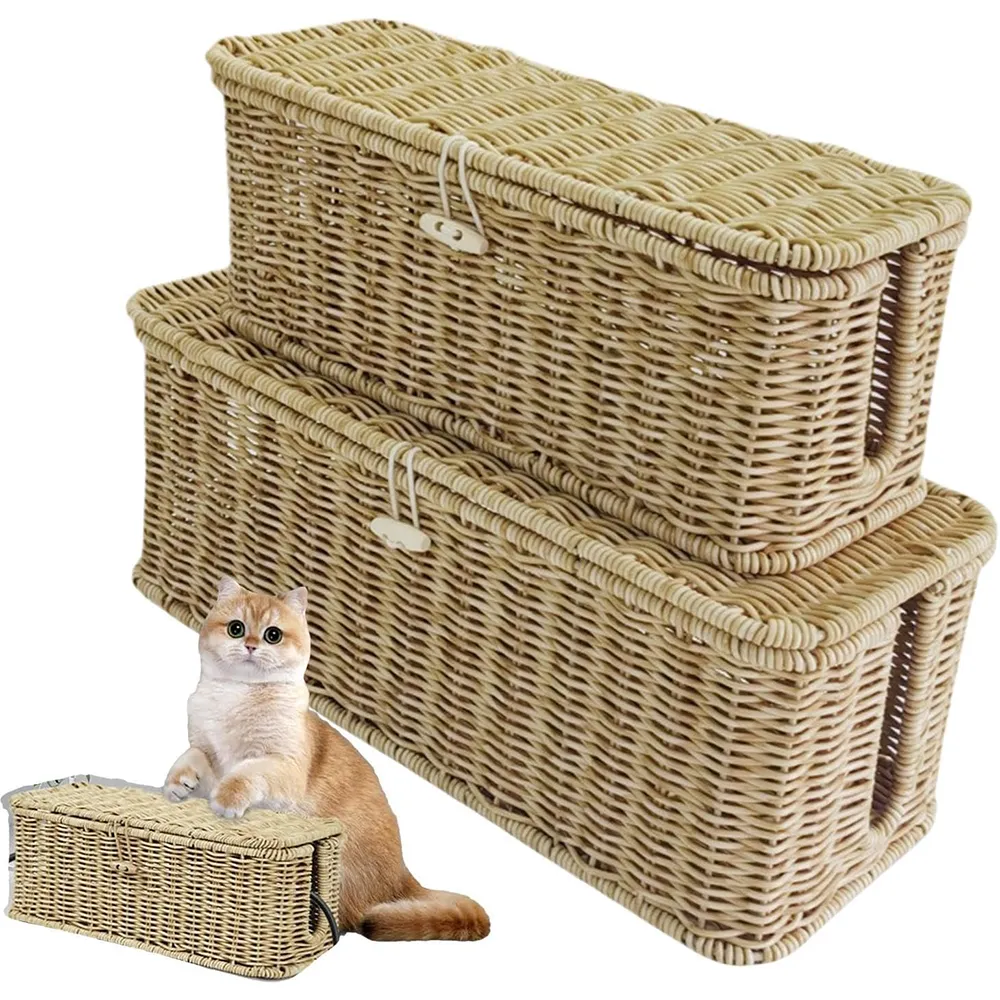 Handgeflochtene Rattan-Kabelbox