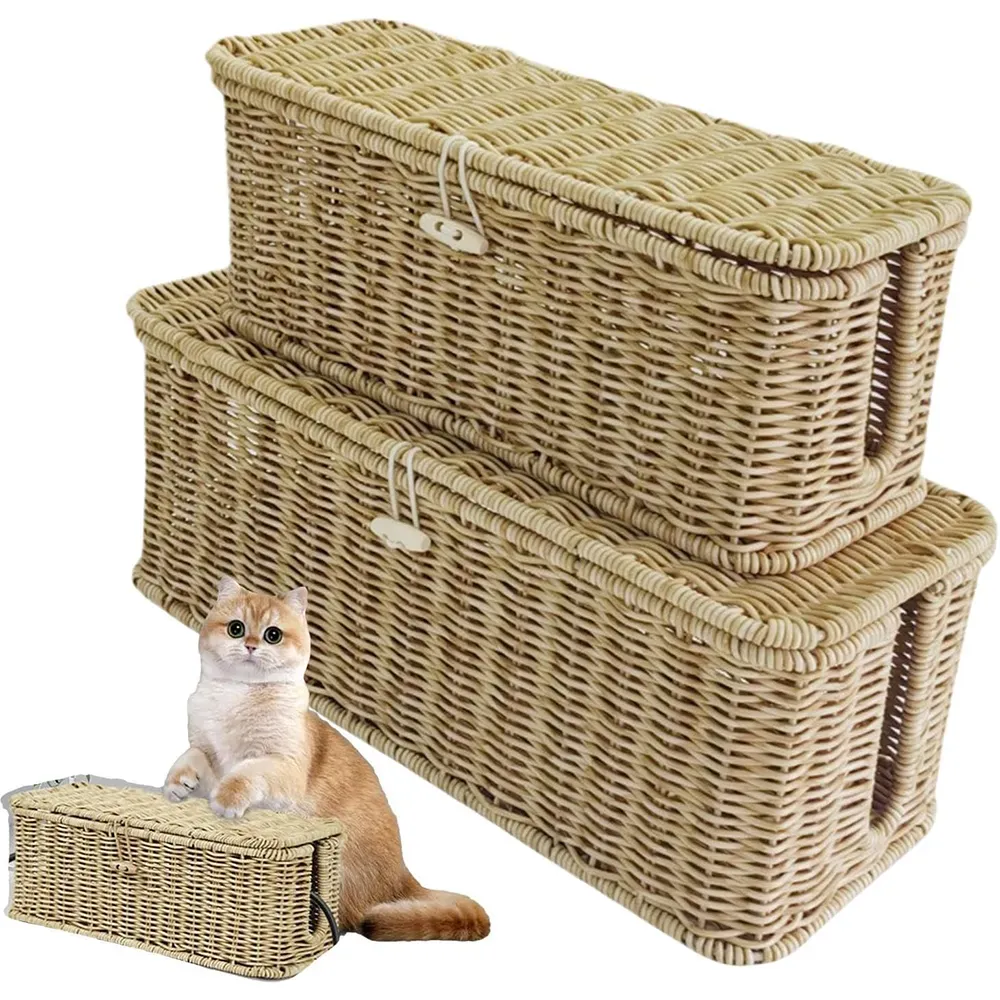 Handgeflochtene Rattan-Kabelbox