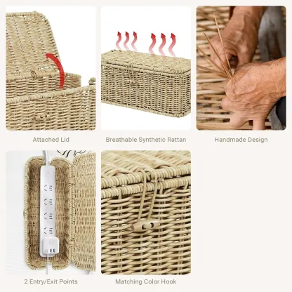 Handgeflochtene Rattan-Kabelbox