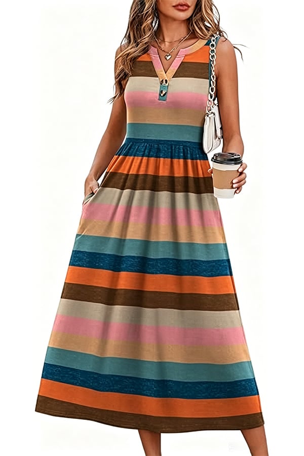 Women's Long Summer Bohemian Dress — 2026 Trendy Beach Dress (With Pockets)