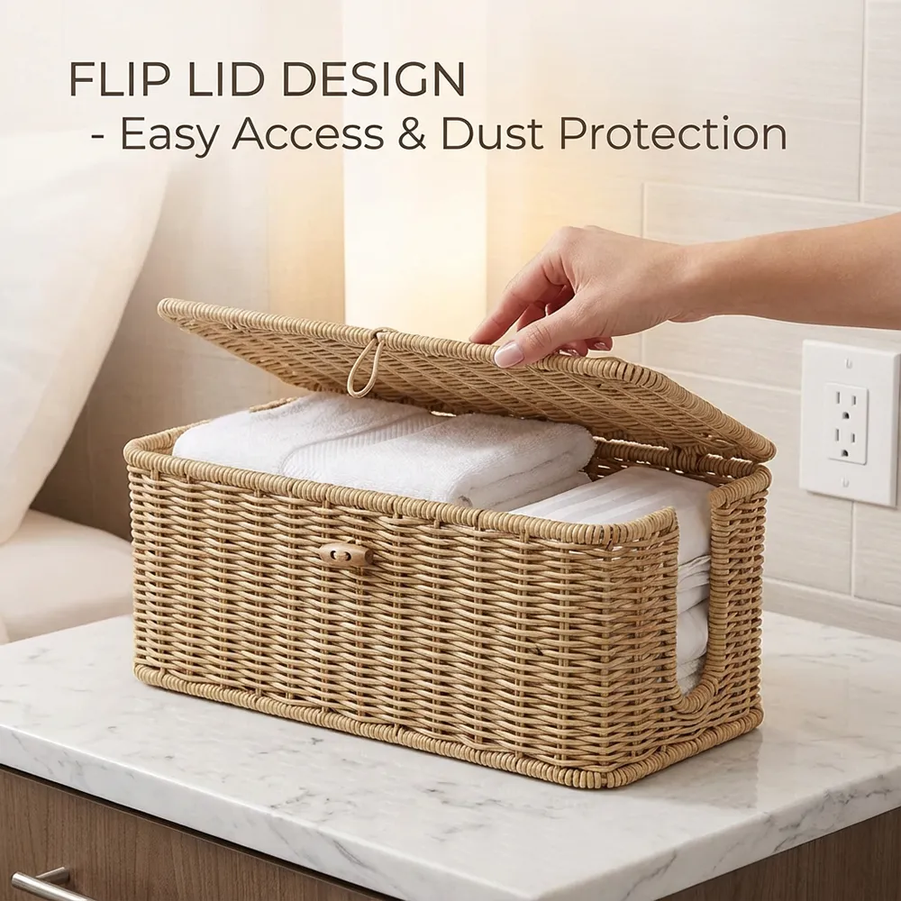 Handgeflochtene Rattan-Kabelbox