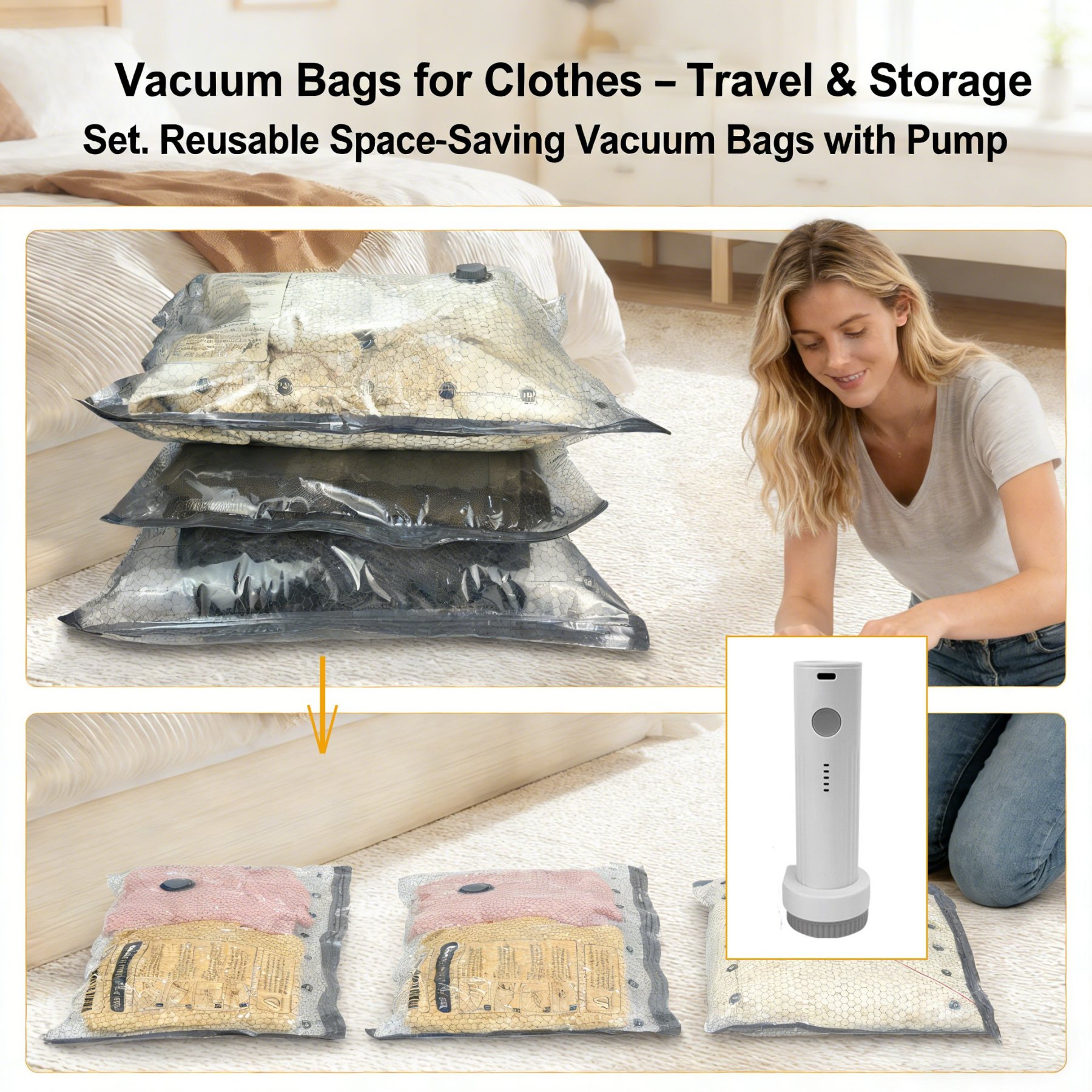 Vakuumbeutel-Set für Kleidung und Reisen