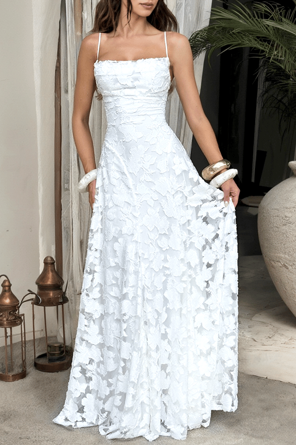 💝Women’s Lace Applique Maxi Dress – Off Shoulder Elegant Evening Gown