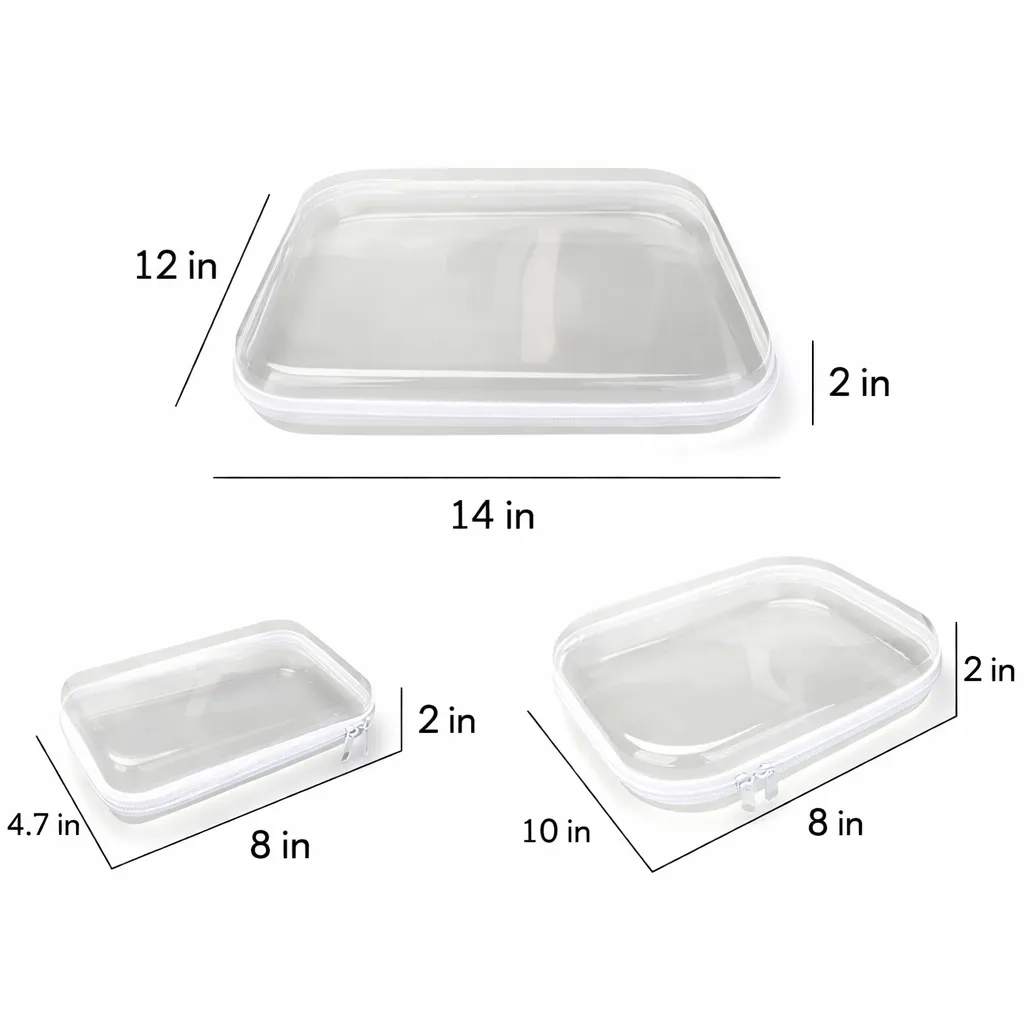 Transparente Hartschalen-Taschen mit Reißverschluss, 3er-Set