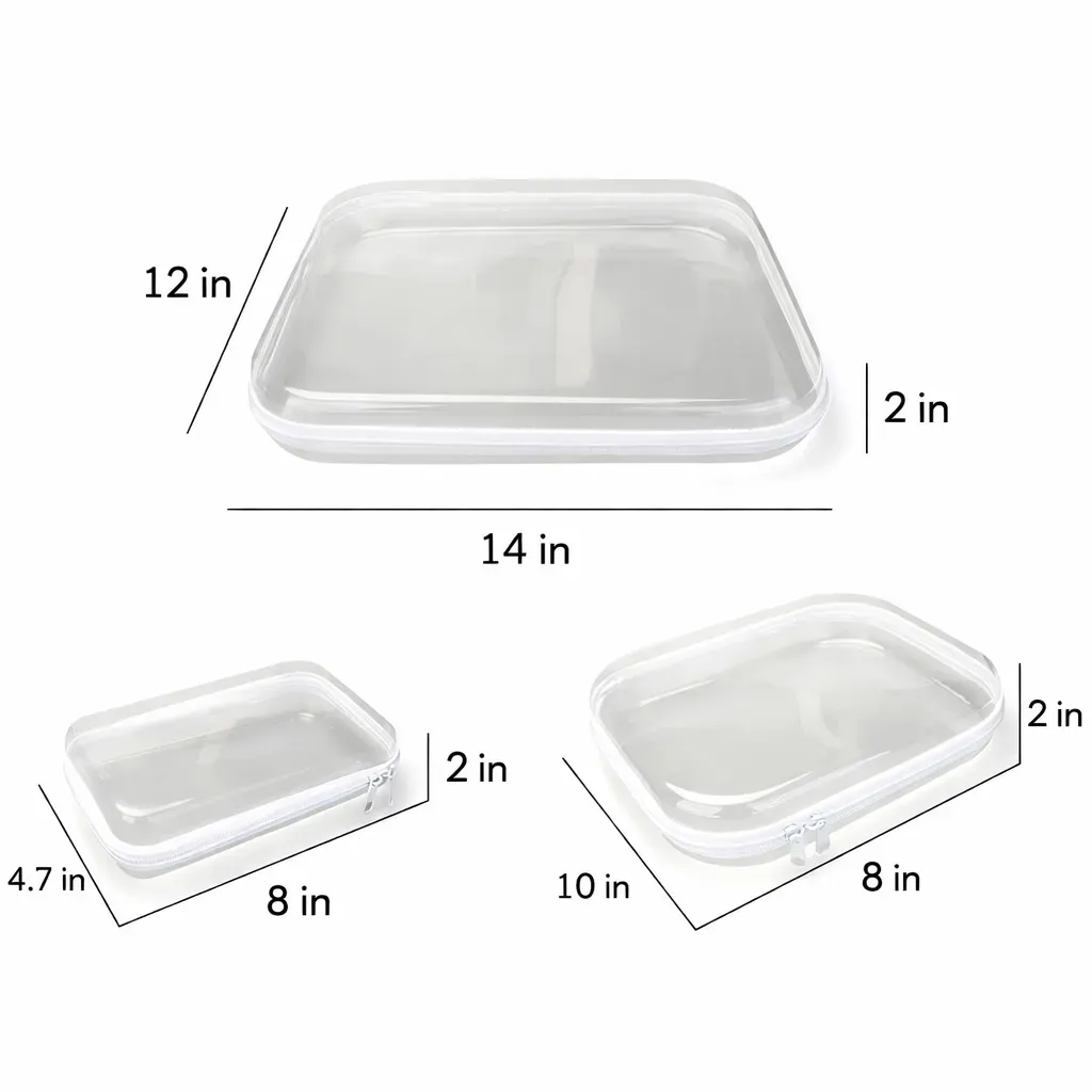 Transparente Hartschalen-Taschen mit Reißverschluss, 3er-Set
