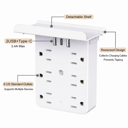 Steckdosen-Erweiterung mit Ablage und USB-Anschlüssen