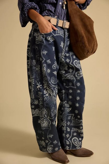 Versatile Western Cowboy Wide-Leg Jeans: Casual Loose-Fitting Jeans